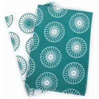 El Puente El Puente Geschirrtücher "Flower" 2er-Set | Fair Trade & Handmade aus Indien, Petrol, – Produktbild 1 von 1