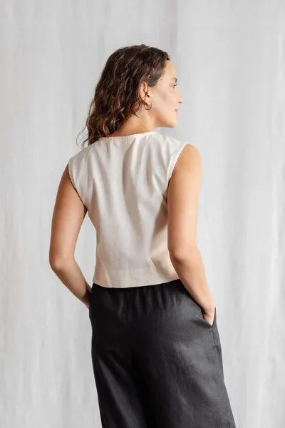 Jyoti - Fair Works Jyoti - Fair Works Flachs/Baumwoll Top Diyan Creme – Produktbild 2 von 3