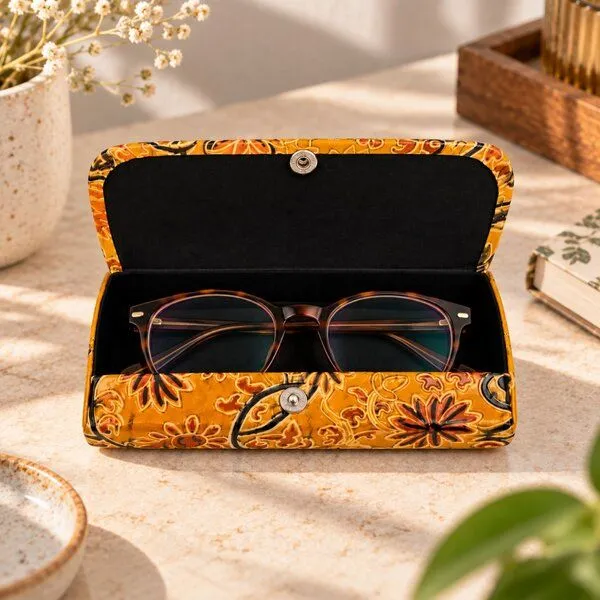 Janselo Sunflower Bloom Design Leder-Brillenetui – Produktbild 2 von 4