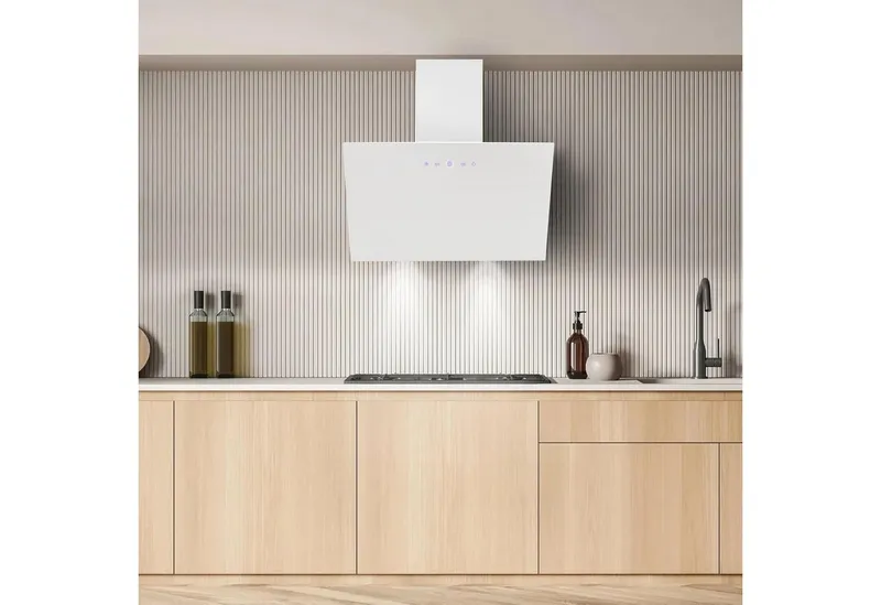 SNDOAS Wandhaube Dunstabzugshaube 60cm, kopffrei, mit 700 m³/h starker Saugleistung Touchscreen & LED, 3 Stufen, Abluft/Umluft, Energieklasse A++, Weiß, – Produktbild 2 von 5