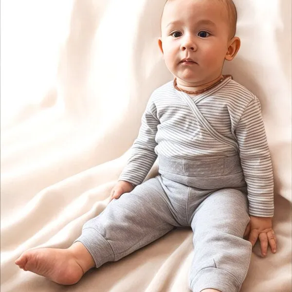 OrganicEra Baby-Sweatpants 'OrganicEra' aus Bio-Baumwolle, Grey melange (grau), – Produktbild 1 von 4