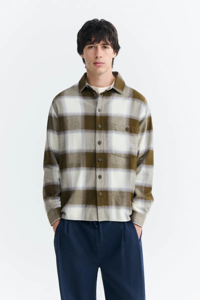 thinking mu Thinking MU Herren vegan Overshirt Ashe Theo Kariert Grün, Olivgrün, – Produktbild 2 von 2