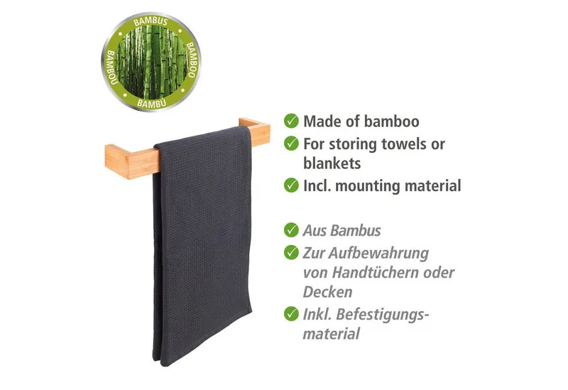 Wenko Wenko Handtuchhalter Bambusa, BxTxH: 40x5x9 cm, Beige, – Produktbild 3 von 5