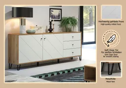 Home affaire Sideboard Tarragona, Sideboard, 2 Türen, 3 Schubkasten & Soft-Close - (B/T/H) 183/40/76 cm – Produktbild 1 von 1