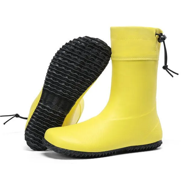 SAGUARO SAGUARO Gummistiefel Barfußschuhe vegan Winter Regen Stiefel Naturkautschuk gefüttert, Gelb, – Produktbild 1 von 4