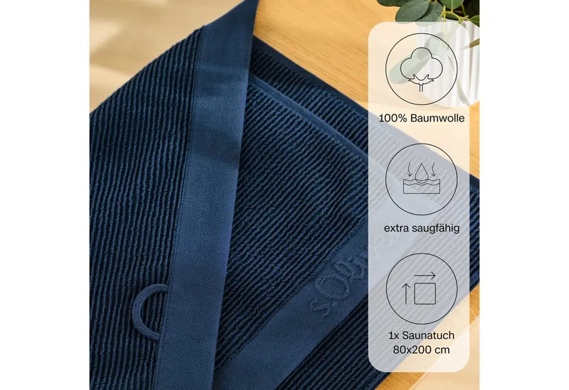 s.Oliver s.Oliver Saunatuch s. Oliver Saunatuch, Walkfrottier (1-St), weich & saugstark, Blau, – Produktbild 4 von 8