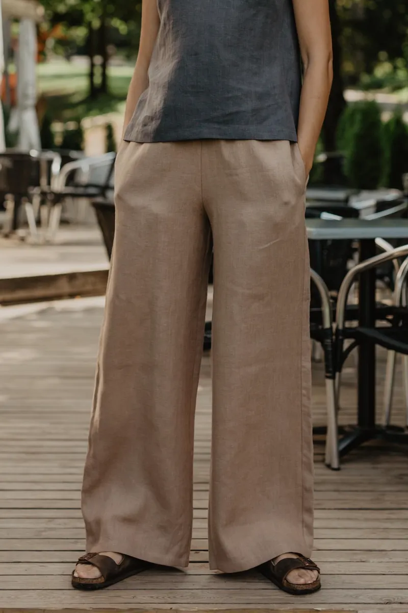 AmourLinen AmourLinen Damen vegan Hose Oulu Rosy Brown, Hellbraun, – Produktbild 2 von 2