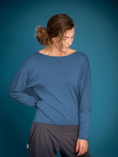 nice to meet me nice to meet me Cover Up – Longsleeve aus TENCEL Lyocell und Bio-Baumwolle, Blue moon, – Produktbild 3 von 3