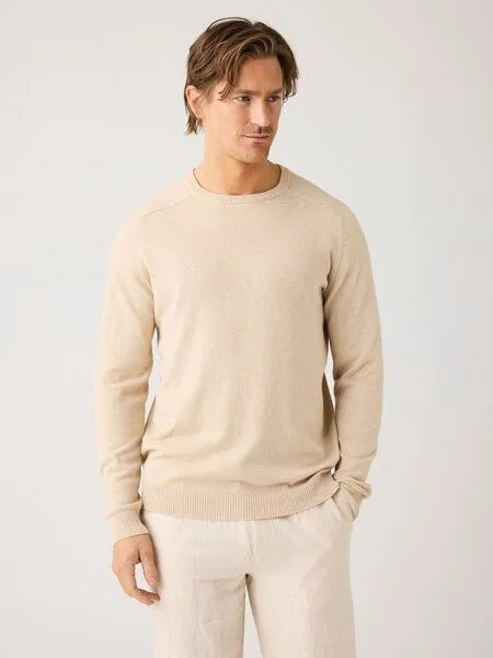 KnowledgeCotton Apparel KnowledgeCotton Apparel Leichter Pullover mit Rundhalsausschnitt aus Bio-Baumwolle und Kaschmir, Beige-light-feather-gray, – Produktbild 1 von 2
