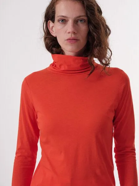 LANIUS LANIUS Rollkragenshirt aus Bio-Baumwolle, Red, – Produktbild 1 von 4