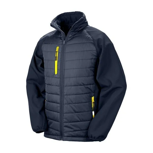 Result Genuine Recycled Result Genuine Recycled Unisex Kombijacke Softshell/Padded Jacke, Navy/gelb, – Produktbild 1 von 4