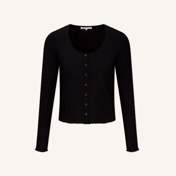 NORDLICHT NORDLICHT Jersey Cardigan Vida aus Bio-Baumwolle, Schwarz, – Produktbild 1 von 3
