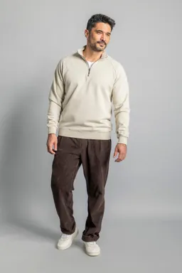 DIRTS DIRTS Herren vegan Pullover Mit Viertelreißverschluss Raglan Schnitt Cashew Beige – Produktbild 1 von 1