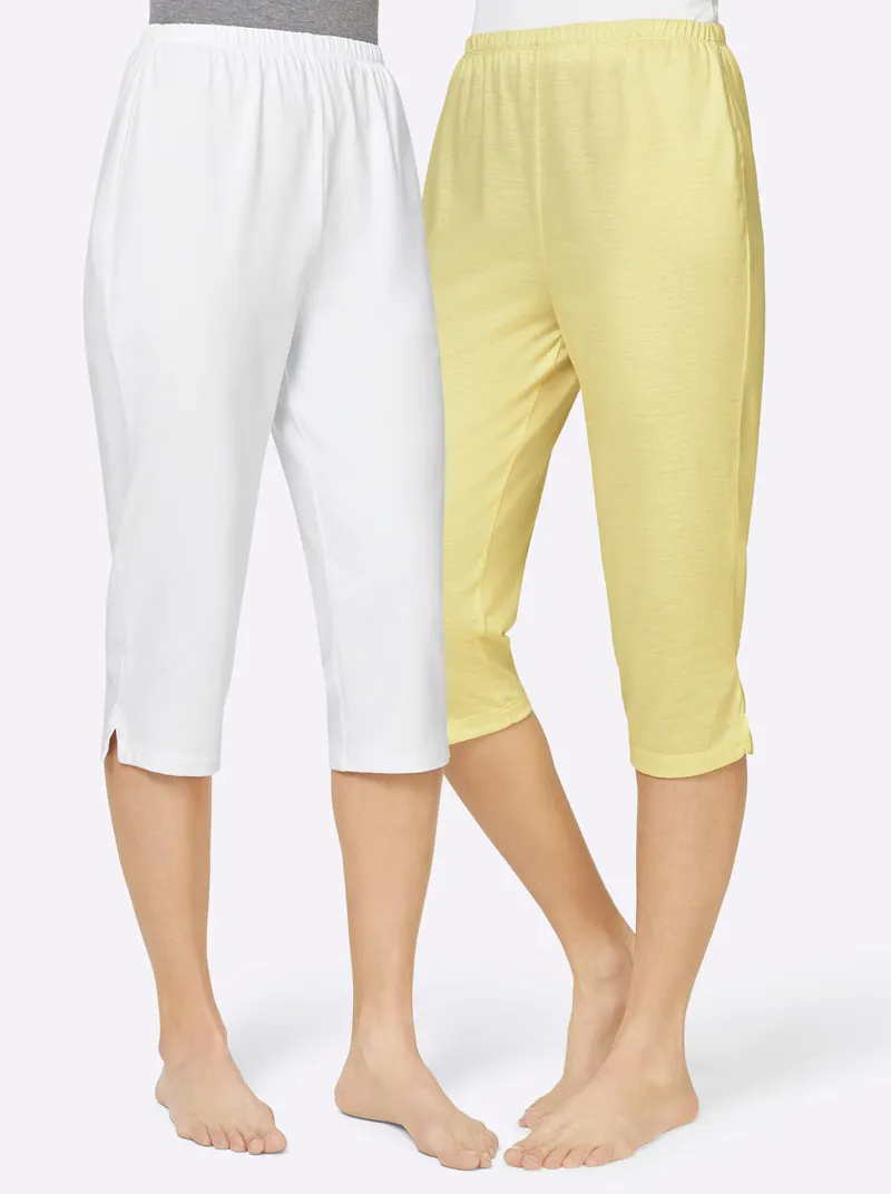 feel good Capri-Hosen, Weiß + zitrone, – Produktbild 1 von 3