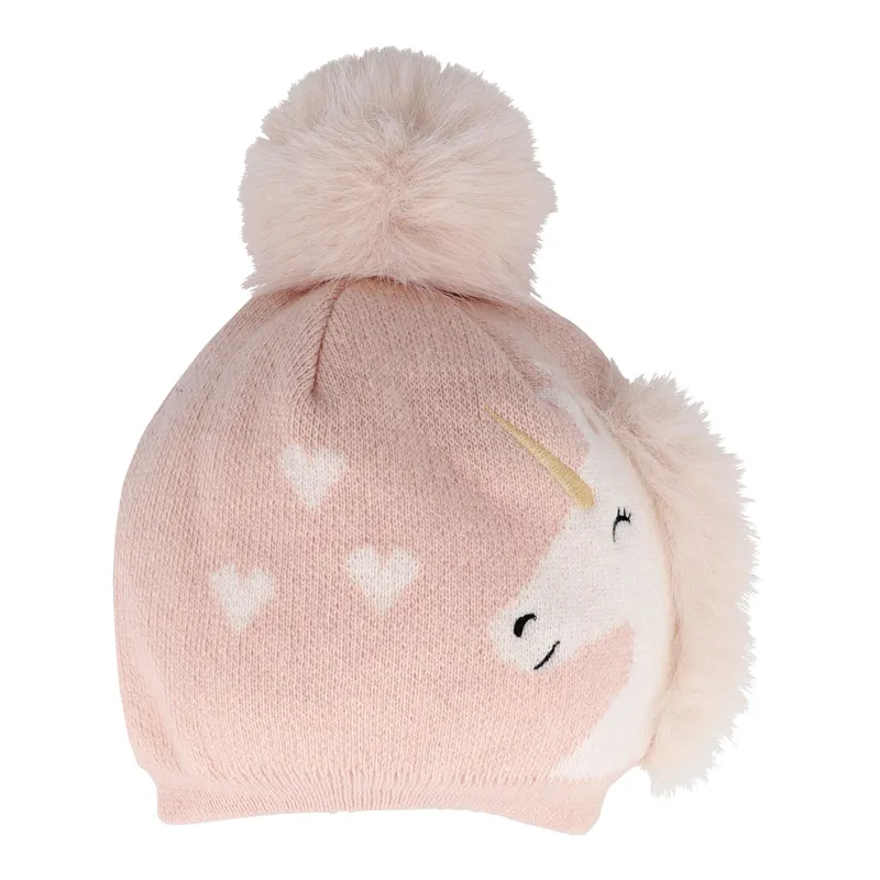 Maximo Maximo Winter-Strickmütze mit Bommel Einhorn, Rosa, – Produktbild 1 von 1