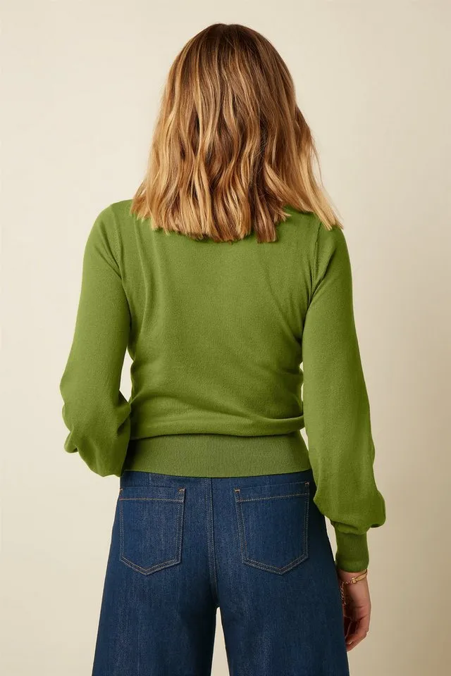 king louie king louie Langarmshirt - Bell Top Club - Modisches Strickshirt mit Rundhals aus Baumwolle für, Grün, – Produktbild 4 von 5