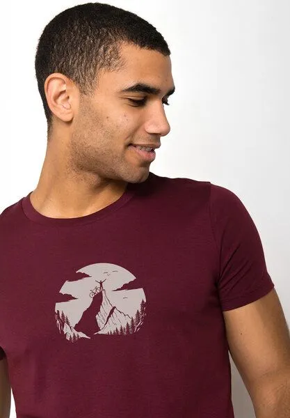 GreenBomb GREENBOMB Nature Clouds Ride Guide - Sportliches T-Shirt aus Bio-Baumwolle / hochwertiger Print / GOTS / Fair & Vegan, Rot (samtener regen), – Produktbild 2 von 4