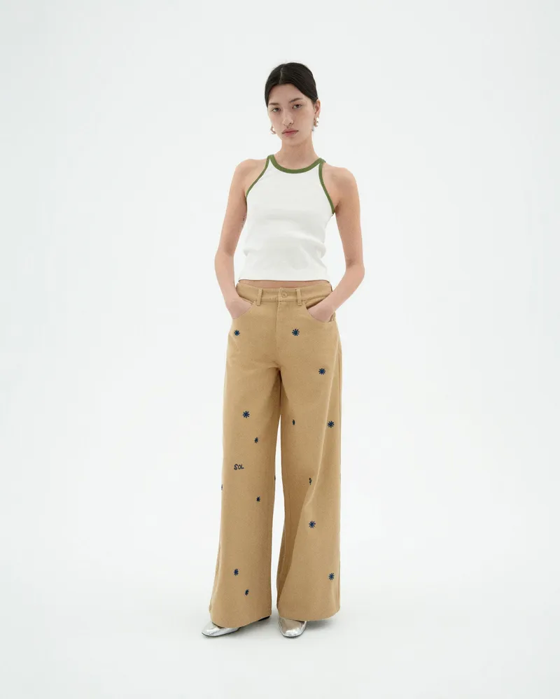 thinking mu thinking mu Damen vegan Top Harriet Weiß, Grün, – Produktbild 1 von 2