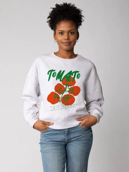 watapparel watapparel Sweatshirt Frauen Tomato, Cool heather grey, – Produktbild 2 von 2