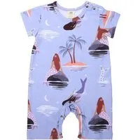 Walkiddy Baby Kurzarm-Strampler GOTS zertifiziert – Bio-Baumwolle, Lila mit Meerjungfrauenmotiv, weich & bequem, alltagstauglich | Walkiddy – Produktbild 1 von 1