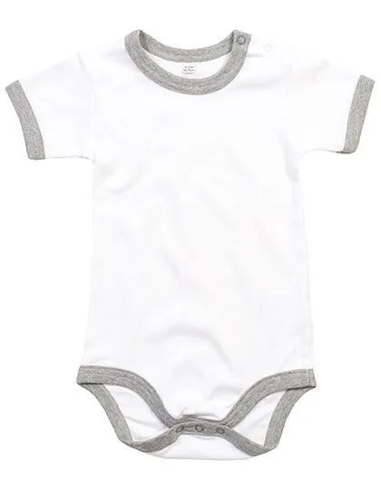 Babybugz Babybugz Baby Strampler Bodysuit Kurzarm, White/heather grey melange, – Produktbild 2 von 3