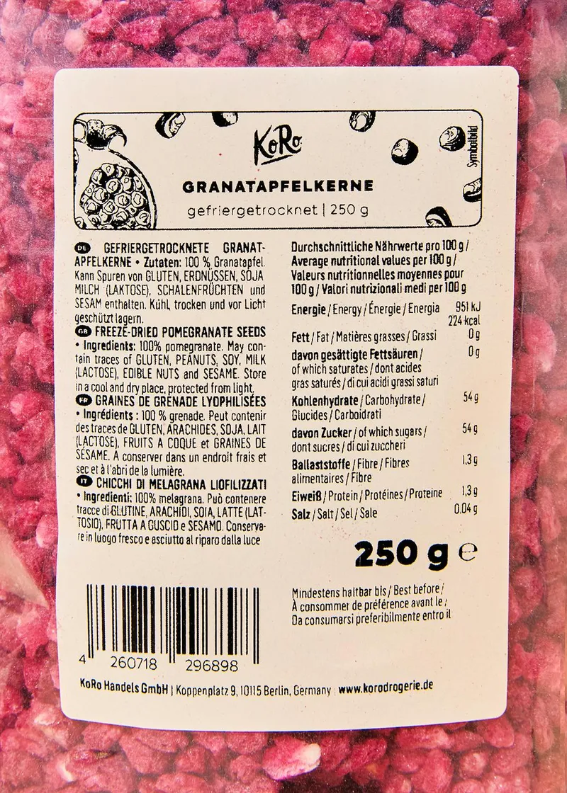KoRo Gefriergetrocknete Granatapfelkerne 250 g – Produktbild 3 von 5
