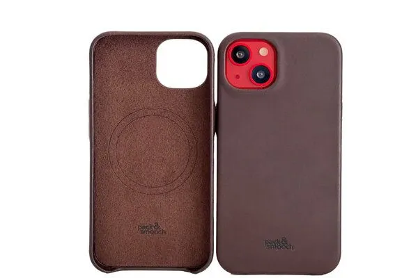 Pack & Smooch Pack & Smooch iPhone 14 Backcover Hülle aus vegetabil gegerbtem Leder, Dunkelbraun, – Produktbild 1 von 2