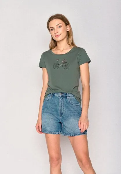 GreenBomb GREENBOMB Bike Italy Loves - Sportliches T-Shirt aus Bio-Baumwolle / hochwertiger Print / GOTS / Fair & Vegan, Grün (olive), – Produktbild 3 von 4