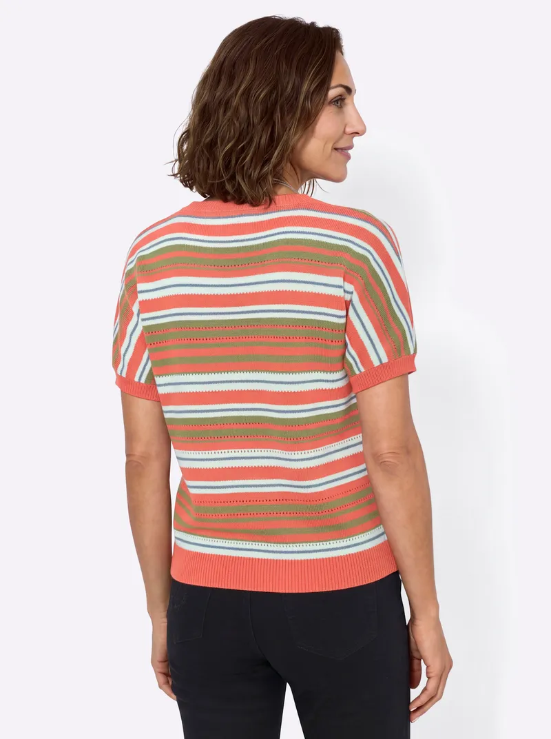 Witt Baumwollpullover papaya-eucalyptus-geringelt, Papaya-eucalyptus-geringelt, – Produktbild 2 von 2