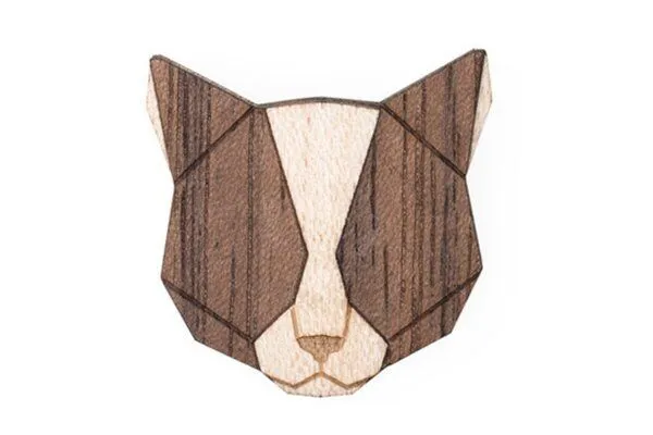 BeWooden BeWooden Brosche aus Holz Graue Katze – Produktbild 1 von 4
