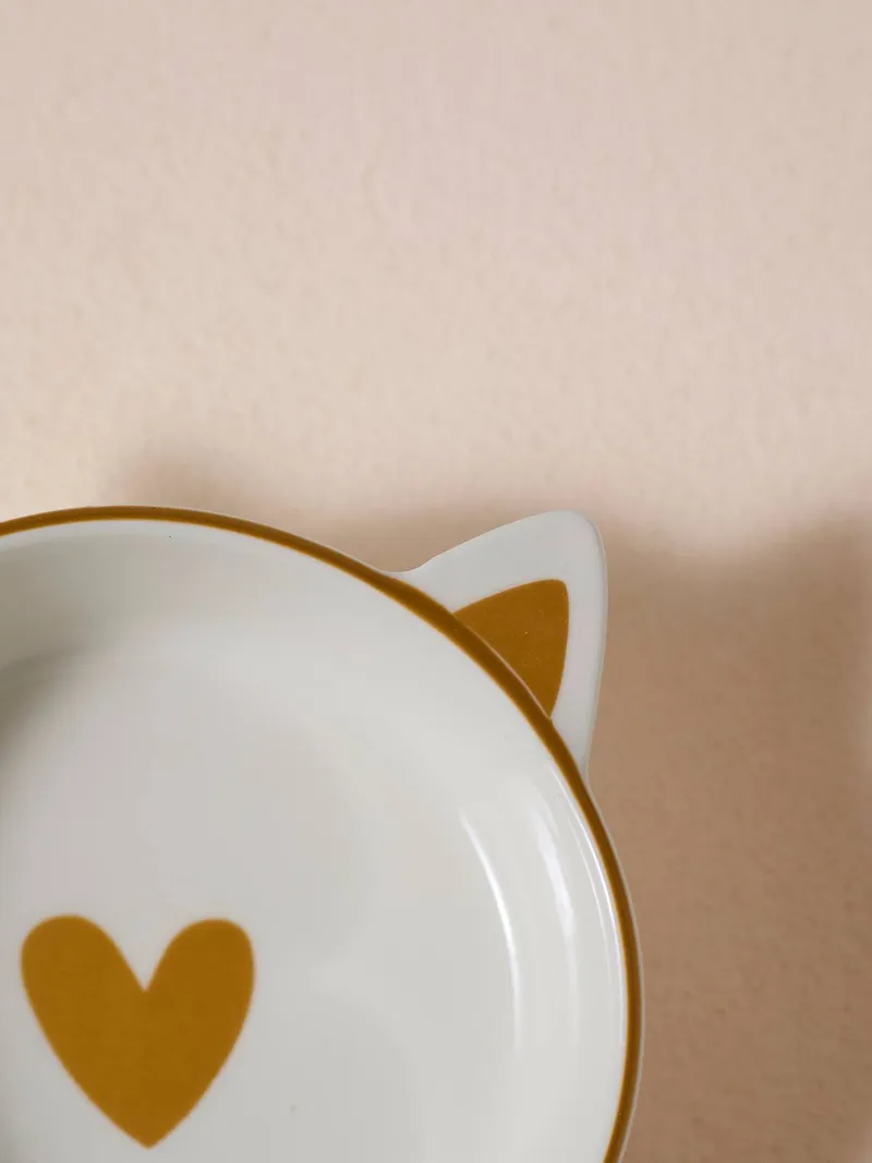 Vertbaudet 2er-Set Katzen-Näpfe aus Keramik mit Katzenohren, Weiß herzen, – Produktbild 4 von 4