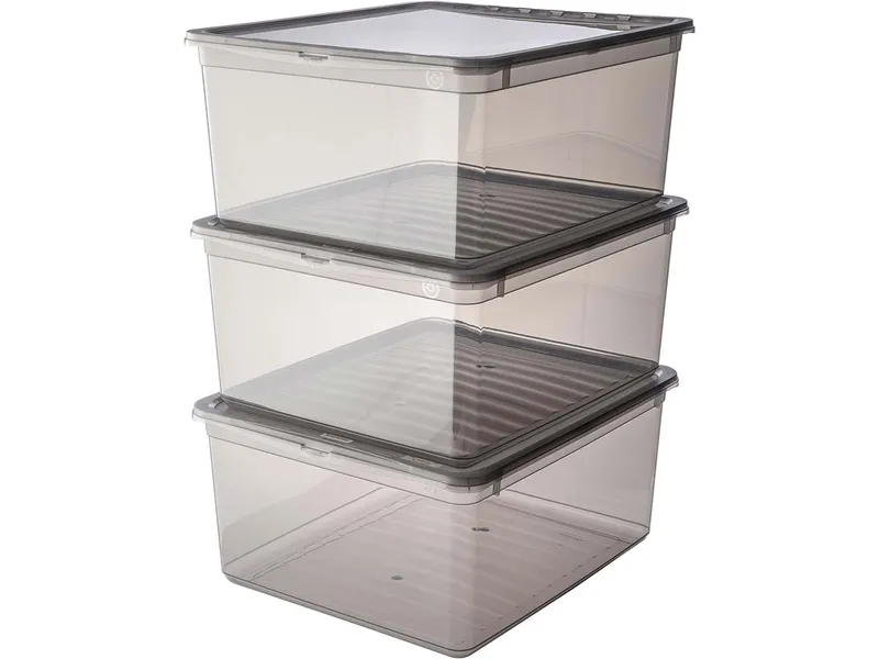 Keeeper Keeeper 3er-Pack Aufbewahrungsbox 'Bea' mit Deckel, air control, 3 x 18 l, transparent – Produktbild 1 von 2
