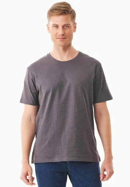 ORGANICATION ORGANICATION Basic T-Shirt aus Bio-Baumwolle, Asphalt, – Produktbild 1 von 4