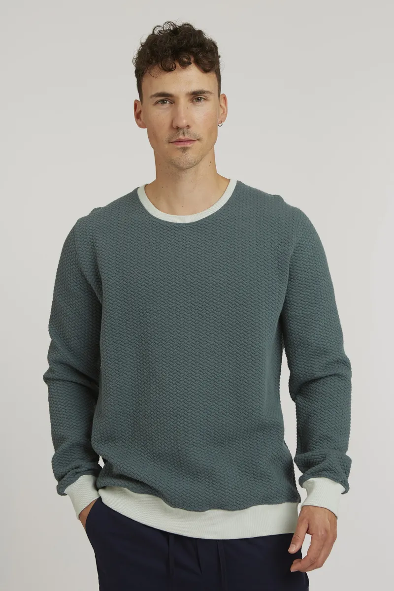 THOKKTHOKK ThokkThokk Herren vegan Pullover Structured Fir Tree, Grün, – Produktbild 1 von 2