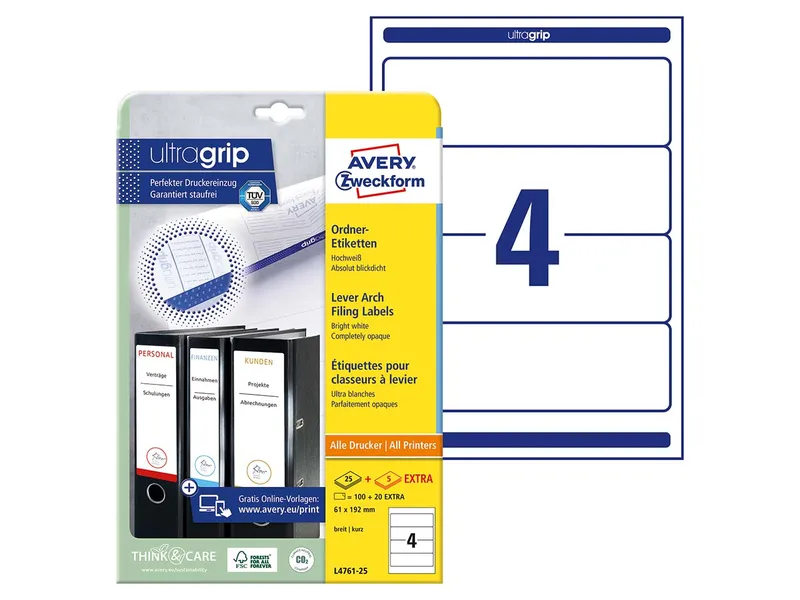 Avery Zweckform Avery Zweckform 100 Rückenschilder 8cm 192 x 61 mm – Produktbild 2 von 3