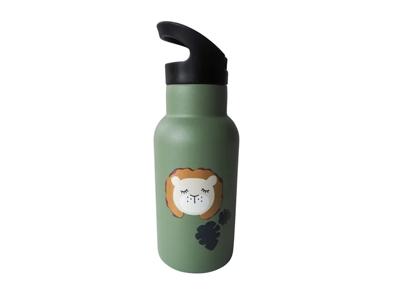 Kikadu Kikadu Kinder Edelstahl Trinkflasche Löwe Maße 20 x 7 cm, 350 ml, Grün, – Produktbild 2 von 6