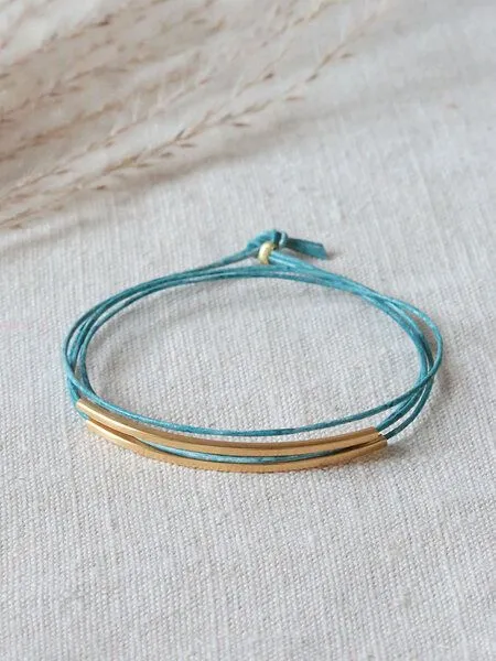 pikfine pikfine Tube Armband Tingval vergoldet, Aquamarin, – Produktbild 1 von 4