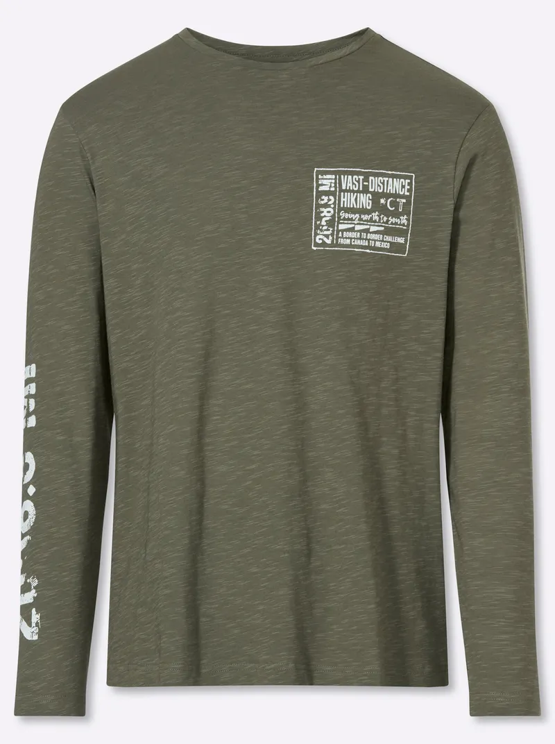 Catamaran Langarmshirt khaki-bedruckt, Khaki-bedruckt, – Produktbild 1 von 2