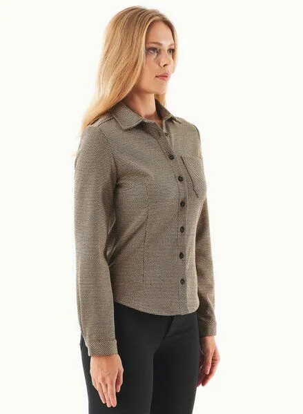 ORGANICATION ORGANICATION Hemdbluse aus Bio-Baumwolle-Mix mit Hahnentrittmuster, Braun(black/camel), – Produktbild 3 von 4
