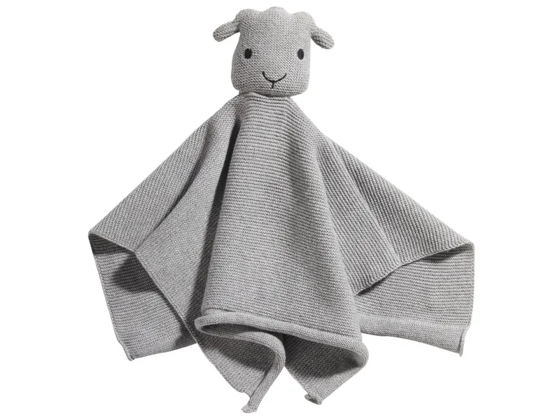 HANS NATUR HANS NATUR Baby Schnuffeltuch mit Rassel Strick Bio-Baumwolle Maße 35 x 35 cm, Grau, – Produktbild 1 von 2