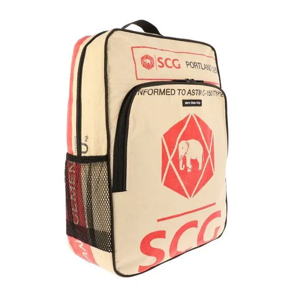 MoreThanHip MoreThanHip Laptop-Rucksack 15,6 Zoll aus recycelten Zement- oder Fischfuttersäcken - Trong, Rot - elefant, – Produktbild 2 von 4