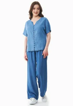 ORGANICATION ORGANICATION Bluse aus TENCEL Lyocell in Denim-Optik – Produktbild 1 von 1