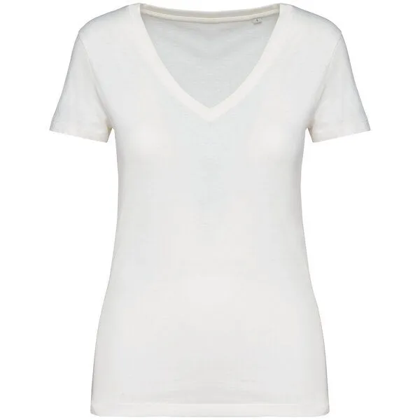 Greenspired Greenspired Damen V-Neck T-Shirt aus Bio-Baumwolle 155g/m², Weiss, – Produktbild 1 von 1