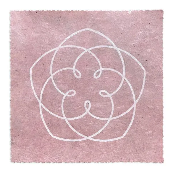 Veskor Cassiopeia Veskor Cassiopeia VENUS FLOWER Heilige Geometrie Linoldruck | 16 × 16 cm | Weiß auf Blush-Rosa – Produktbild 1 von 4