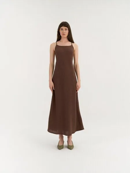 AmourLinen AmourLinen Slipdress aus Leinen VILA, Kakao (braun), – Produktbild 1 von 2