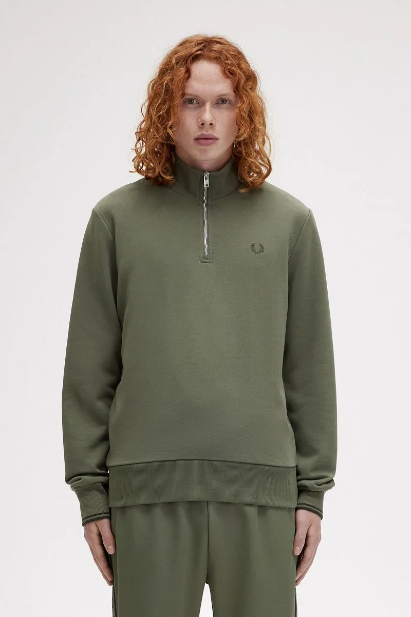 Fred Perry Fred Perry Half Zip Pullover Olivgrün - Größe L, Dunkelgrün, – Produktbild 1 von 5