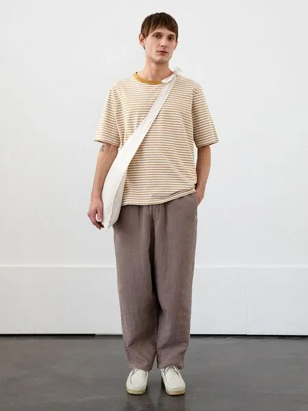 Rotholz Rotholz Striped T-Shirt Unisex aus Bio-Baumwolle, Karamel (gelb), – Produktbild 3 von 4