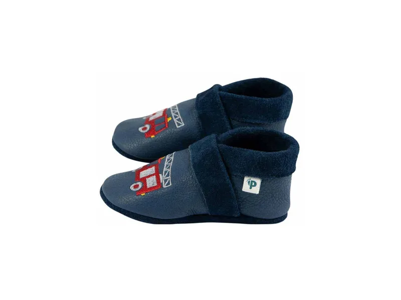 Pantolinos Pantolinos Baby und Kinder Lederpuschen Krabbelschuhe Feuerwehr, Blau, mehrfarbig, – Produktbild 2 von 2
