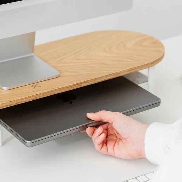Woodcessories Woodcessories Monitorständer aus nachhaltigem Holz, Eiche/weiß, – Produktbild 4 von 8