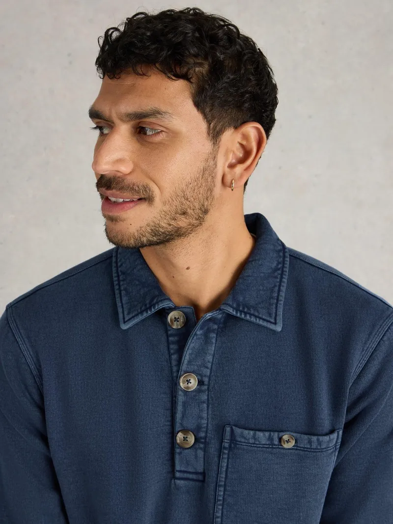 White Stuff Longsleeve Polohemd Brampton - S, Indigoblau, – Produktbild 1 von 4